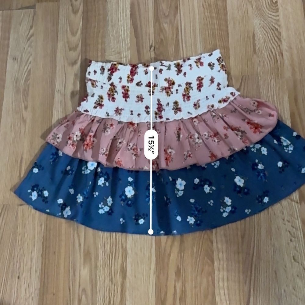 DEREK HEART Juniors' Tiered Print Mini Skirt In Ditsy Floral Size Large NWOT - Picture 7 of 10